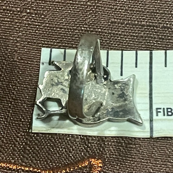 Vintage Native American Sterling silver chip inlay OWL ring sz 5 - Picture 8 of 8
